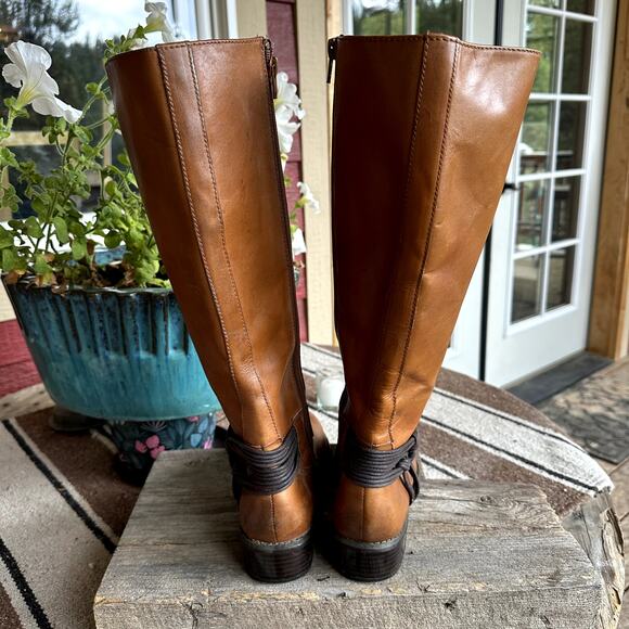 Santana Wellington Mustang Leather Mid Calf Boots Womens SZ 6 Harness Western - Picture 4 of 15